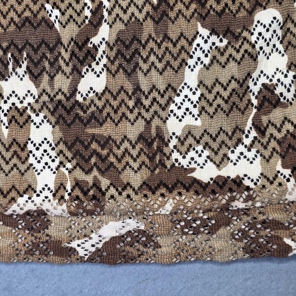 Alberto Makali Blouse Women Large Brown Chevron Crochet Knit Batwing Crop Urban - Picture 5 of 10